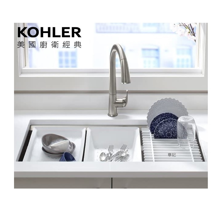 愛琴海廚房 美國KOHLER Prolific K-5540T-C-NA 下崁式不鏽鋼多功能水槽 砧板 瀝水架 洗菜籃