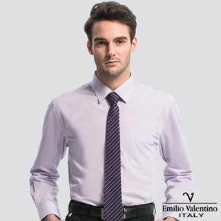 【Emilio Valentino】都會經典長袖襯衫-淺紫