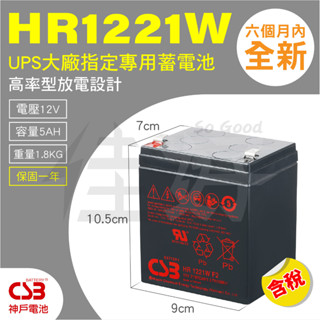 佳好電池 全新含稅 CSB HR1221 5AH APC機架式 smart3000 2U(黑)專用電池 不斷電蓄電池