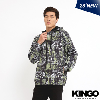 KINGO男款｜迷彩抗風連帽外套綠色<M-XL>211501｜官方直營