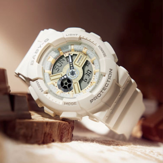 CASIO 卡西歐 BABY-G 白巧克力 甜美雙顯腕錶 43.4mm / BA-110XSW-7A