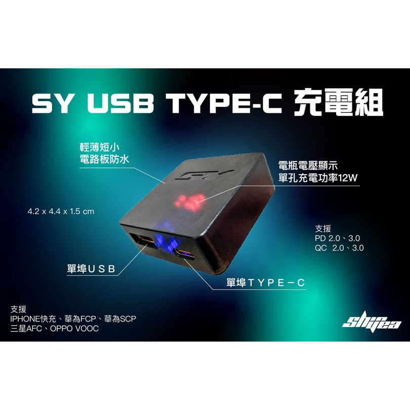 【新雅部品】SY USB/TYPE-C雙孔2.4A充電組+固定座 (QC3.1+PD).全車系