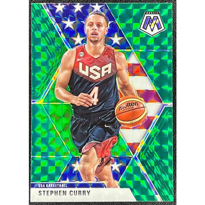 NBA 球員卡 Stephen Curry 2019-20 Mosaic Mosaic Green 國旗 亮面