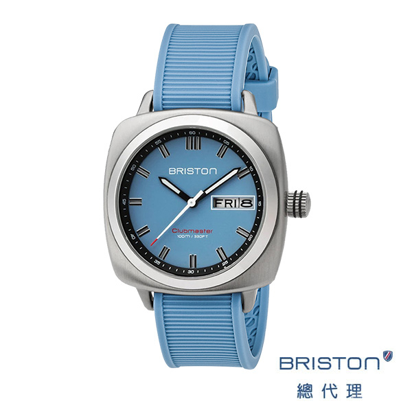 BRISTON SPORT 天藍色 膠錶帶 不銹鋼框 百搭實用 男士經典款 商務人士錶 女錶 手錶 男錶 2326