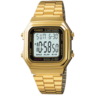 CASIO 卡西歐 復古時尚方形電子錶-金 A178WGA-1A 開學季禮物