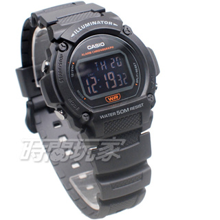 W-219H-8B 原價840 卡西歐 CASIO 復古風格 圓型錶殼設計 電子錶 灰黑色 橡膠 男錶【時間玩家】