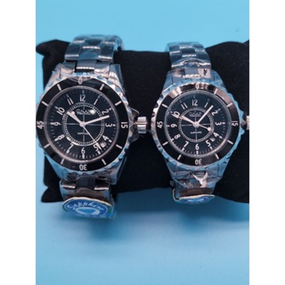 OMAX歐瑪仕全黑陶瓷男女對錶 藍寶石水晶鏡面 日本原裝機芯 防水錶