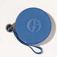 Giorgio Armani 亞曼尼GA壓紋訂製圓包 極光藍 手拿包 零錢包