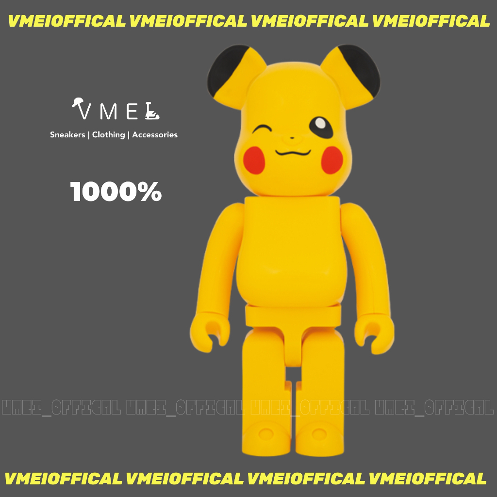 【VMEI】BE@RBRICK  寶可夢 植絨款皮卡丘 1000％ 庫柏力克熊 預購
