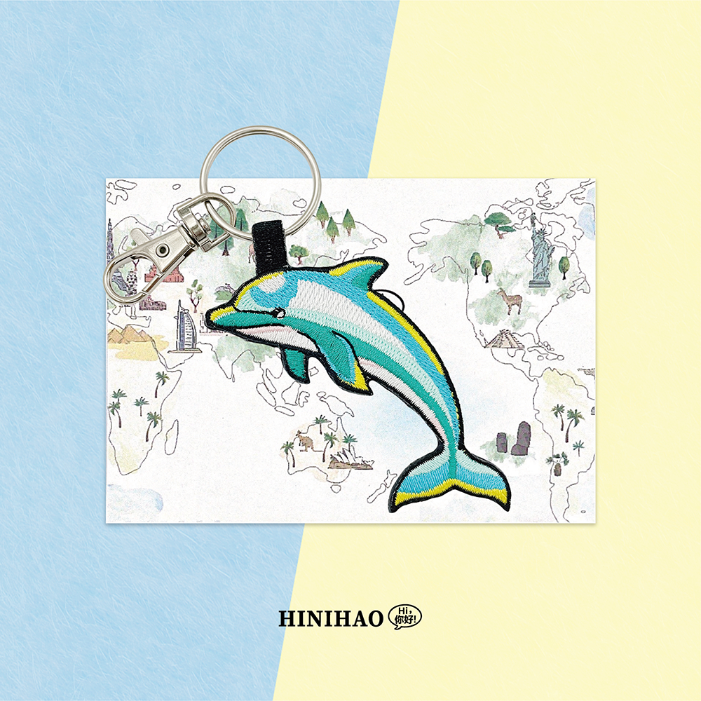 Hi你好｜海豚雙面刺繡鑰匙圈隨身小物可愛吊飾動物吊飾