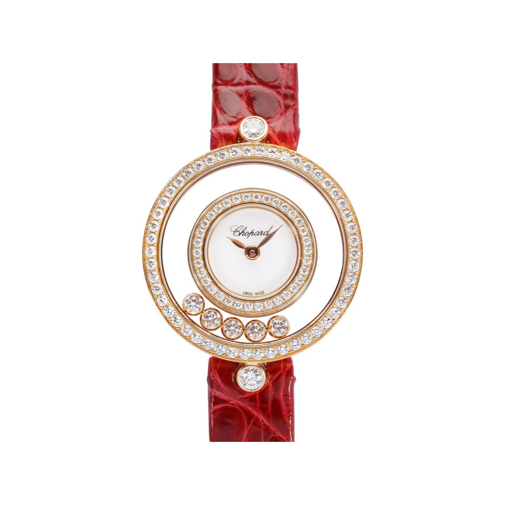 【久大御典品】Chopard 蕭邦錶 女錶 快樂鑽系列 203957-5201 26mm 石英 玫瑰金 編號:P4691