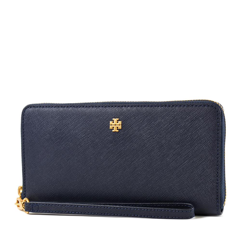 TORY BURCH EMERSON 防刮手掛拉鍊長夾-海軍藍【美國正品 現貨】