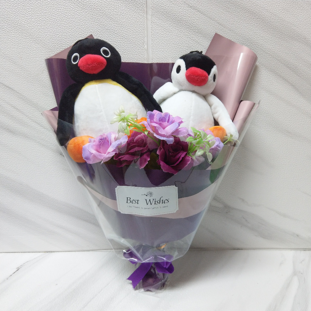 Pingu企鵝家族玩偶花束/企鵝花束/企鵝寶寶/生日花束/情人節花束/母親節花束/教師節花束/畢業花束/畢業禮物