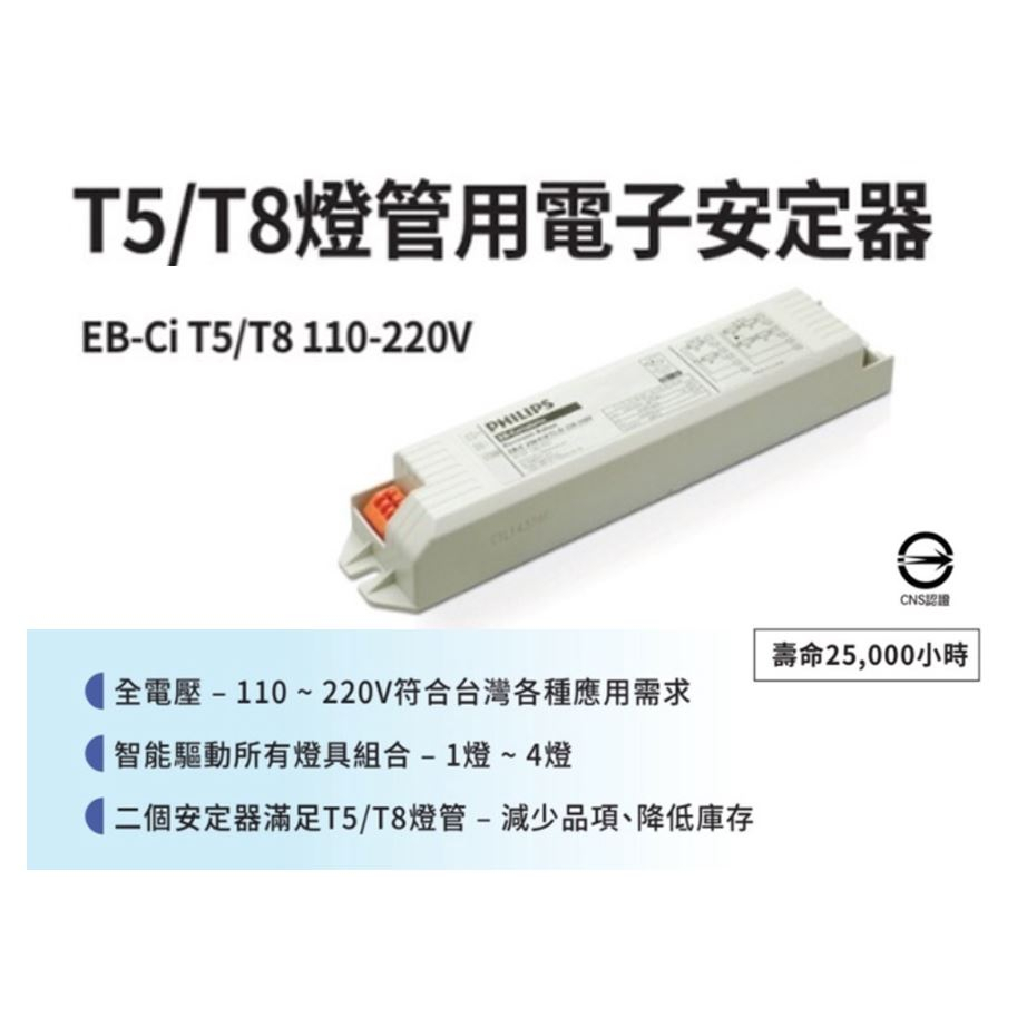 飛利浦T5/T8燈管用電子安定器 EB-Ci TL5 T5專用 / EB-Ci TLD T8專用