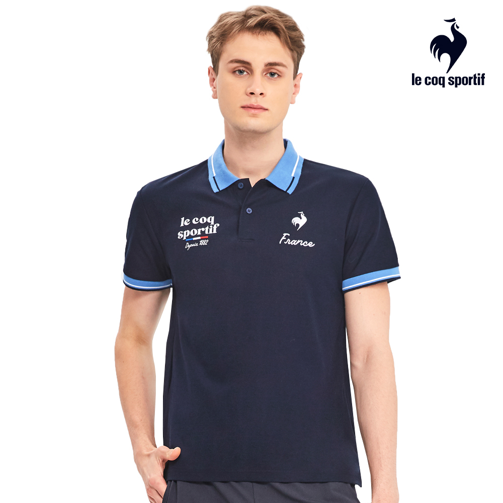 【LE COQ SPORTIF 法國公雞】涼感休閒經典短袖POLO衫-男款-藏青色-LWR21344