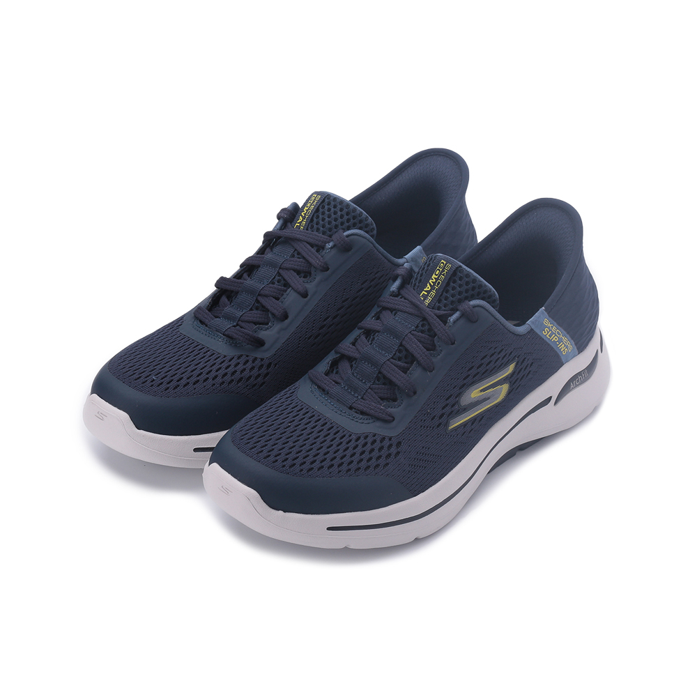 SKECHERS GO WALK ARCH FIT 綁帶順穿鞋 藍 216258NVY 男鞋