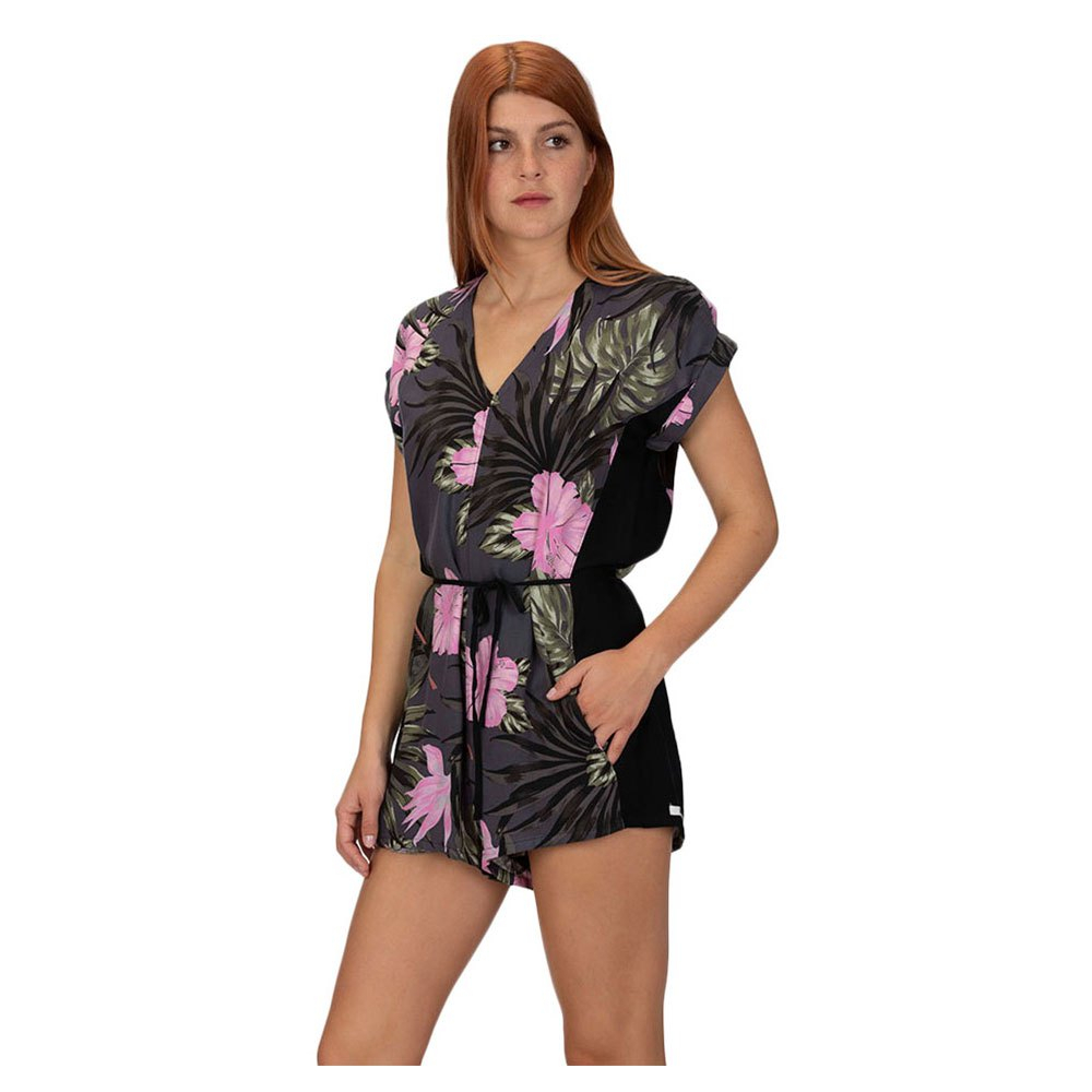 HURLEY｜女 PRINTED WOVEN ROMPER ANTHRACITE 連身褲