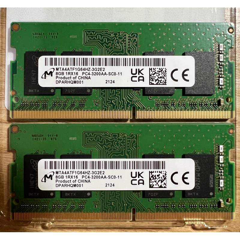 筆電 Micron（美光）8GB、雙通道16GB DDR4-3200 RAM（記憶體）