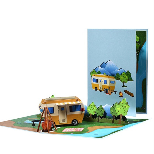 露營車造型卡片✿ 萬用卡 生日卡片 生日賀卡 創意卡片 立體卡片 紙雕立體卡片 兒童節卡片
