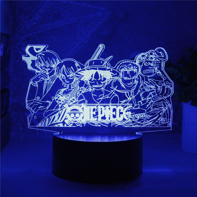 海賊王3D視覺立體燈 魯夫 草帽海賊團 2七彩漸變氣氛 ONE PIECE 錯覺燈 夜燈趣味創意禮物
