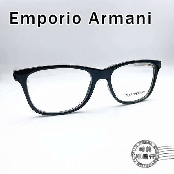 【明美鐘錶眼鏡】Emporio Armani EA 3084 黑色鏡框X透明鏡腳/膠框眼鏡