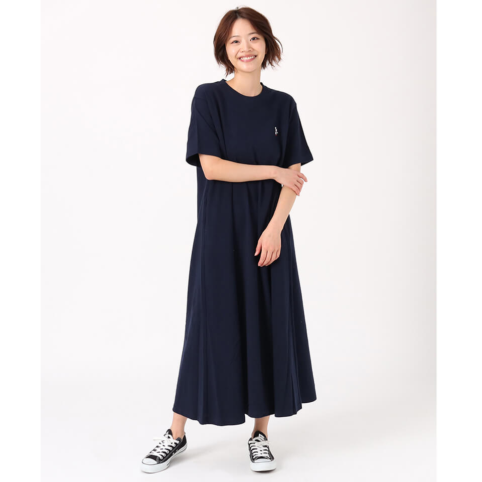 CHUMS 女 Booby Pique Crew Long Dress短袖洋裝 深藍 CH181242N001