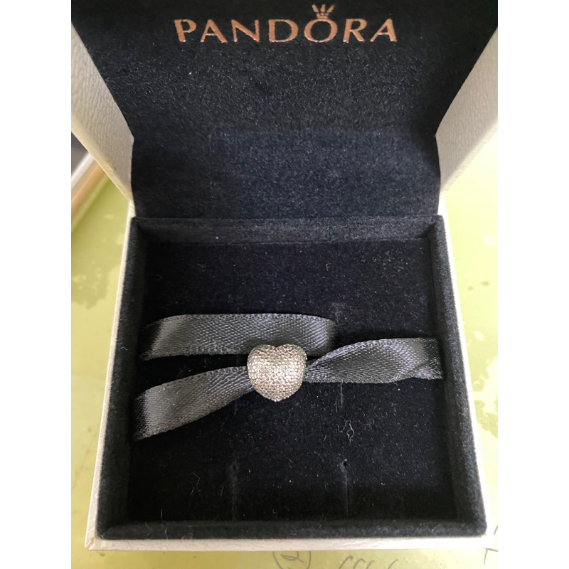 Pandora潘朵拉絕版愛心型密鑽夾釦手鍊項鍊可用