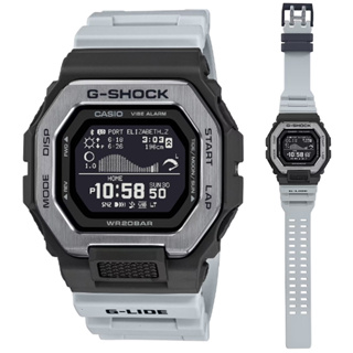 【CASIO 卡西歐】G-SHOCK 潮汐日光月相 LCD寬錶面智慧藍芽電子錶-銀灰(GBX-100TT-8 衝浪)