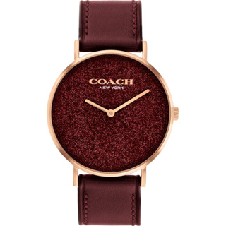 【COACH】Perry 時尚磚紅亮粉皮帶女錶(CO14504079)