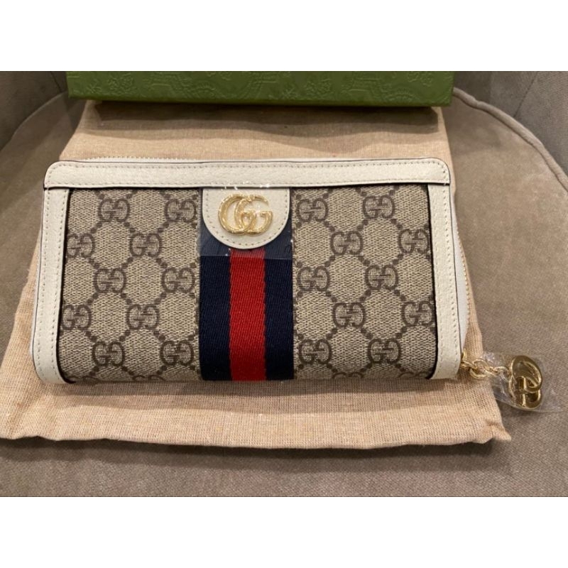 9.8新~Gucci~長夾[購自專櫃正品]GUCCI拉鍊皮夾(附購買時發票)