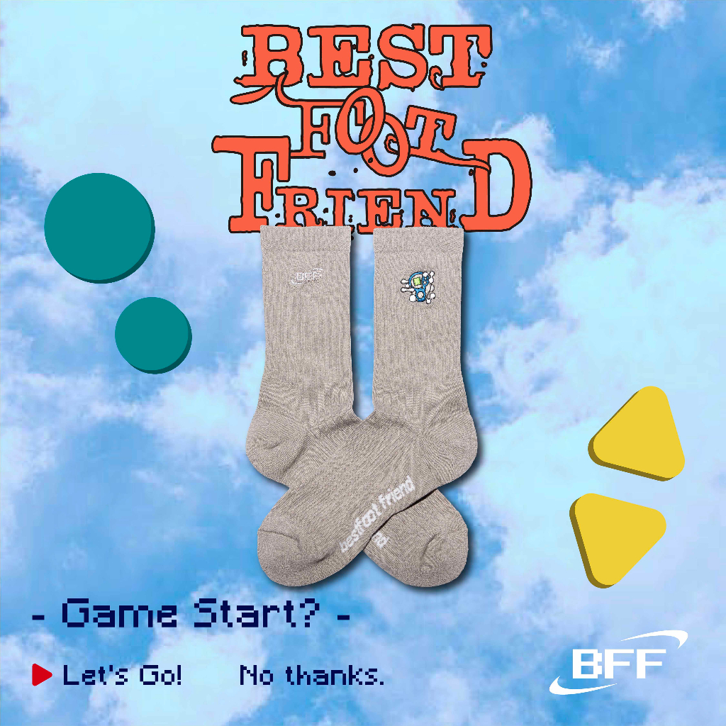 BFF Symptom Socks 灰色 遊戲對打機 中筒襪【BF23004-DG】