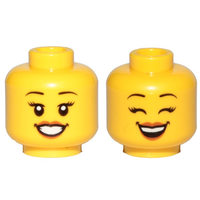 LEGO 樂高 黃色 人偶頭 雙面臉 女生 口紅 微笑 3626cpb2379