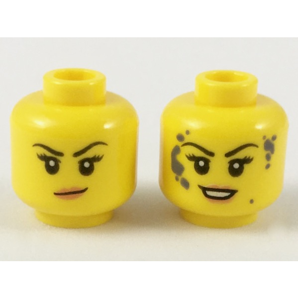 LEGO 樂高 黃色 人偶頭 雙面臉 假笑/微笑 帶有深藍灰色斑點圖案 女生 3626cpb2147