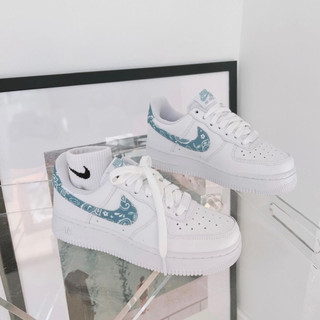 零碼🔻Nike Air Force 1 白藍 水藍 變形蟲 腰果花 白色 AF1 DH4406-100