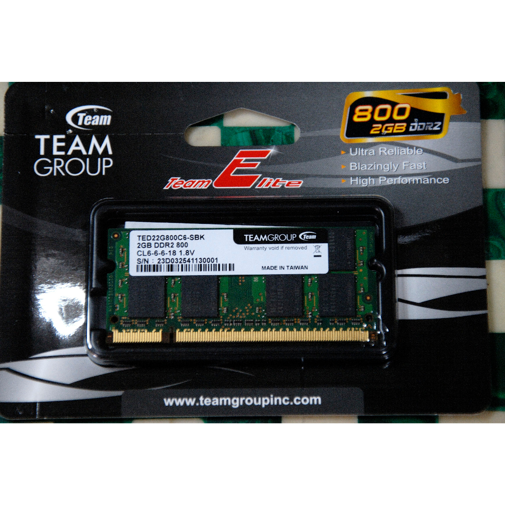 M15 TEAM十銓 2GB DDR2 800 TED22G800C6-SBK雙面顆粒 筆電專用記憶體