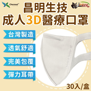 ［鍍客doker］臺灣製 昌明生技 成人3D立體醫療口罩 彈力布口罩 寬耳口罩 彈力布 口罩 不悶熱 不脫妝 男款 女款
