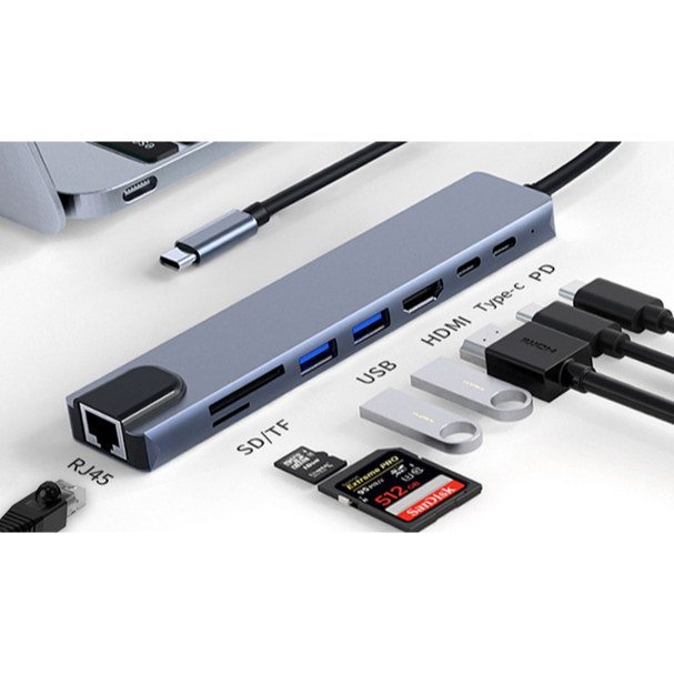 PD充電  Type-C 八合一 轉接器 網路 4K UHD HDMI USB/六合一 USB3.0 HDMI 4K