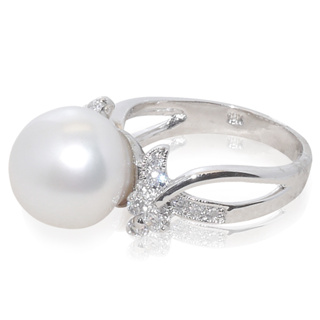小樂珠寶設計10mm南洋深海貝珍珠戒指＊點綴小花款看到媽咪滿意的笑容,我就知道都就值得了