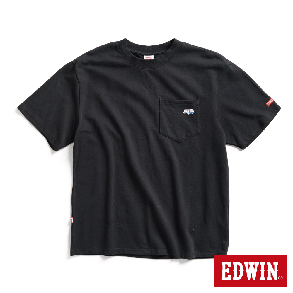 EDWIN 口袋寬版短袖T恤(黑色)-男款