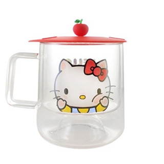 7-11三麗鷗HELLO KITTY凱蒂貓雙層玻璃杯組 杯子 茶杯 水杯 玻璃杯 杯蓋 杯墊 生日禮物（現貨）