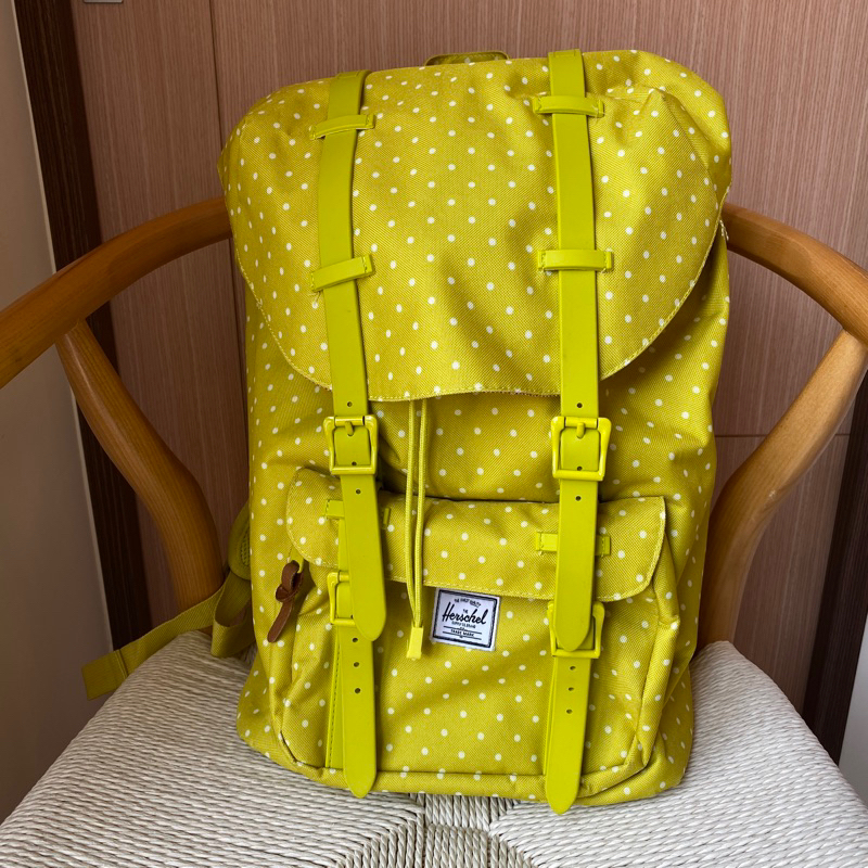 Herschel 後背包 電腦包 清新點點黃綠色背包