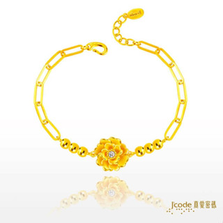 【J’code真愛密碼】✨送 質感包組✨閃鑽牡丹 黃金手鍊 9999純黃金 花 牡丹 單鑽 禮物 美鑫 23母親