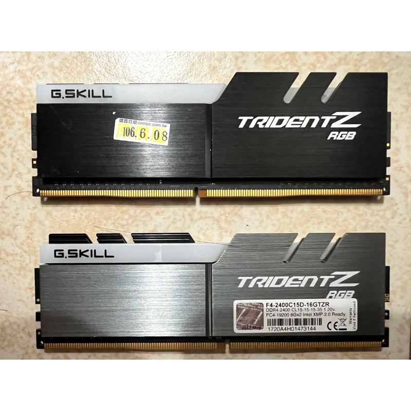 G.SKILL芝奇 幻光戟 8Gx2 DDR4-2400 F4-2400C15D-16GTZR 雙通道 RGB 記憶體