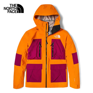 《全新》The North Face北面男款橘色拼接防水透氣多口袋衝鋒衣