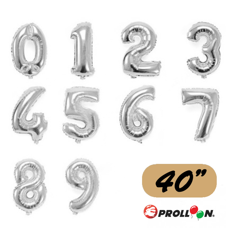 【大倫氣球】40吋 數字 0~9 銀色 鋁箔氣球 寶寶 生日佈置 派對 新年 周年慶 結婚紀念日 (本產品無法充氦氣)