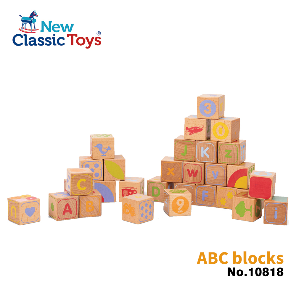 荷蘭New Classic Toys 北歐ABC字母認知堆疊積木-10818 木製積木/認知學習/英文字母積木/堆疊積木