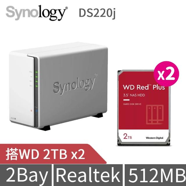 Synology群暉科技 DiskStation DS220j 2Bay NAS + (WD20EFZX) 2TB*2