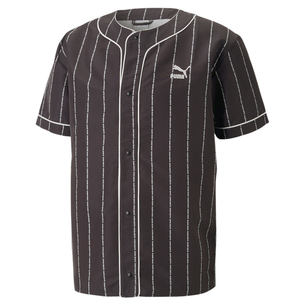 PUMA 短袖襯衫 E.SO 瘦子 代言款 流行系列P.Team 棒球風 襯衫 男 62249101 黑色