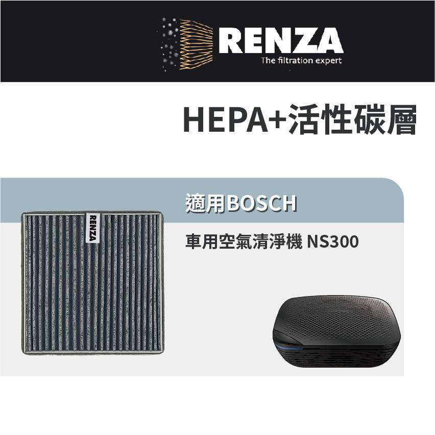 適用BOSCH 博世 NS300 車用空氣清淨機 NAF-80 HEPA活性碳 過濾PM2.5去除異味 2合1濾網 濾芯