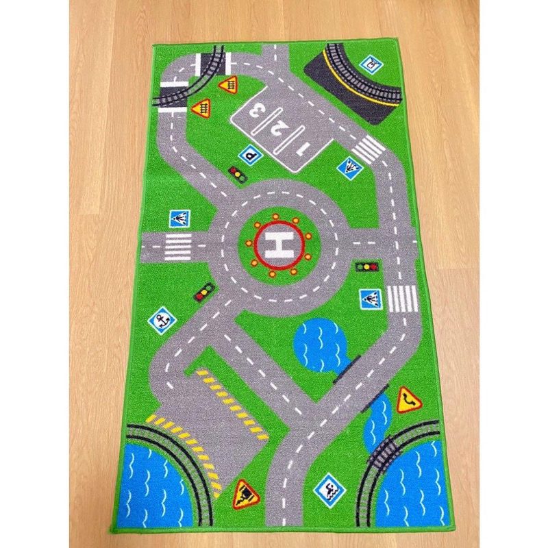 IKEA二手STORABO 交通地毯, 綠色 汽車道路地墊 遊戲地毯地圖  兒童地毯地墊 遊戲地墊